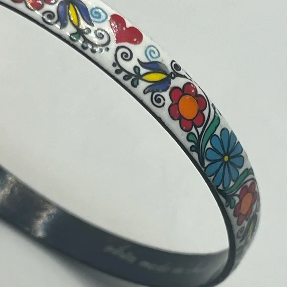 Vintage Enamel painted Bangle Bracelet Handmade in
Austria Floral Art multicolor - Picture 2 of 14